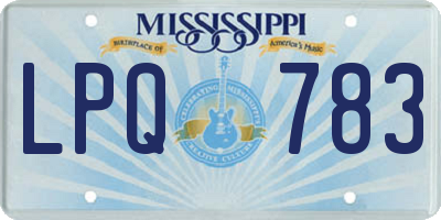 MS license plate LPQ783