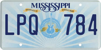 MS license plate LPQ784