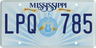 MS license plate LPQ785