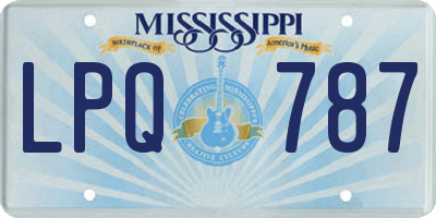 MS license plate LPQ787
