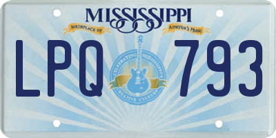 MS license plate LPQ793
