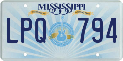 MS license plate LPQ794