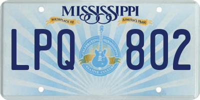 MS license plate LPQ802