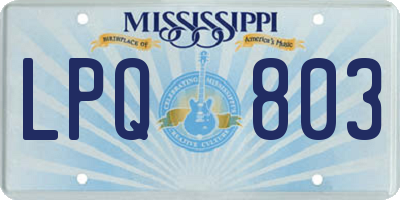 MS license plate LPQ803