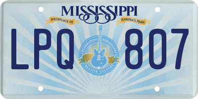 MS license plate LPQ807