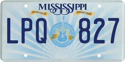 MS license plate LPQ827