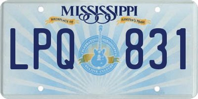 MS license plate LPQ831