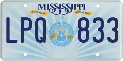 MS license plate LPQ833