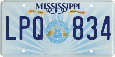 MS license plate LPQ834