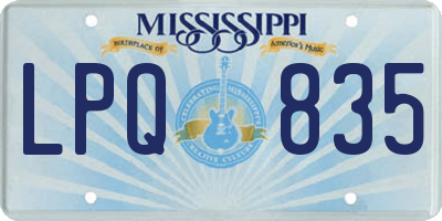 MS license plate LPQ835
