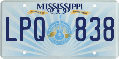 MS license plate LPQ838