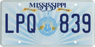 MS license plate LPQ839