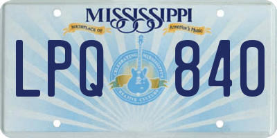 MS license plate LPQ840