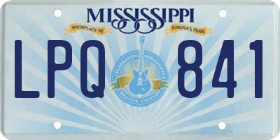 MS license plate LPQ841