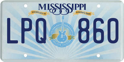 MS license plate LPQ860