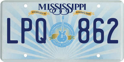MS license plate LPQ862