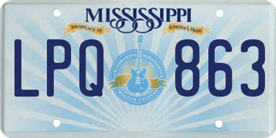 MS license plate LPQ863