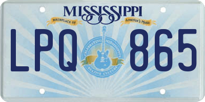 MS license plate LPQ865