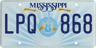 MS license plate LPQ868