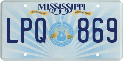 MS license plate LPQ869