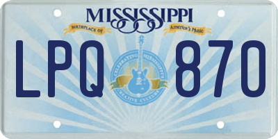 MS license plate LPQ870