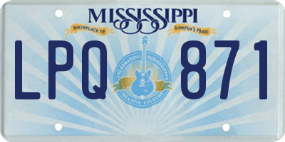 MS license plate LPQ871