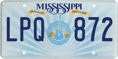 MS license plate LPQ872
