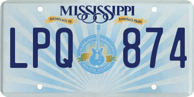 MS license plate LPQ874