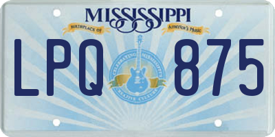 MS license plate LPQ875