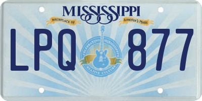 MS license plate LPQ877