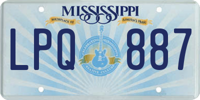 MS license plate LPQ887