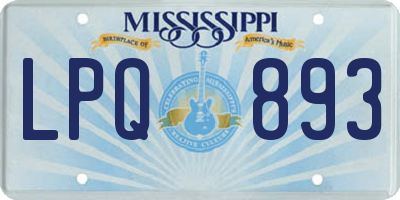 MS license plate LPQ893