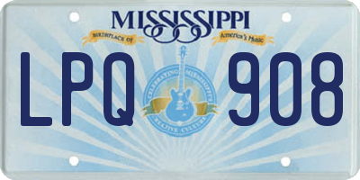 MS license plate LPQ908