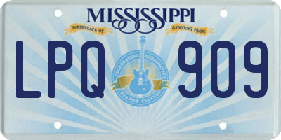 MS license plate LPQ909