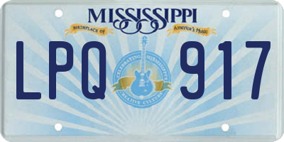 MS license plate LPQ917