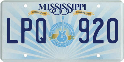 MS license plate LPQ920