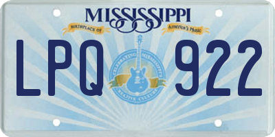 MS license plate LPQ922