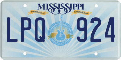 MS license plate LPQ924