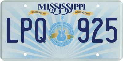 MS license plate LPQ925