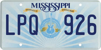 MS license plate LPQ926