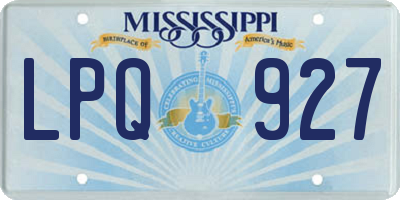 MS license plate LPQ927