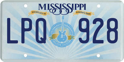 MS license plate LPQ928