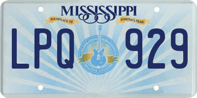 MS license plate LPQ929