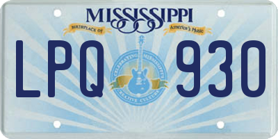 MS license plate LPQ930