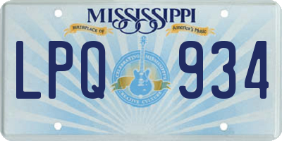 MS license plate LPQ934
