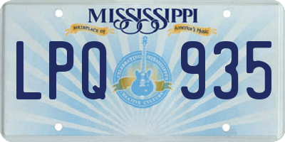 MS license plate LPQ935