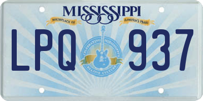 MS license plate LPQ937