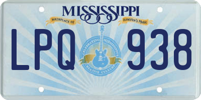 MS license plate LPQ938