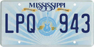 MS license plate LPQ943