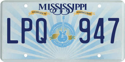MS license plate LPQ947